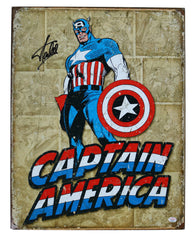 Stan Lee Signed Autographed 12.5" x 16" Captain America Retro Metal Tin Sign PAAS COA
