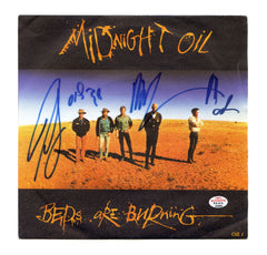Midnight Oil Signed Autographed Beds are Burning Vinyl 45 Record Sleeve PAAS COA