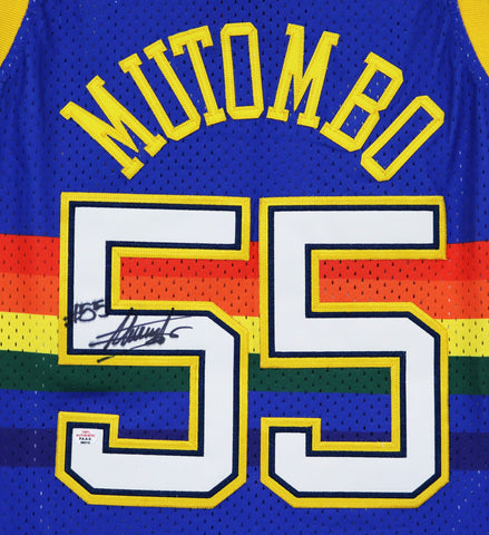 Dikembe Mutumbo Denver Nuggets Signed Autographed Blue Throwback