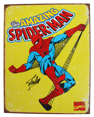 Stan Lee Signed Autographed 12.5" x 16" Amazing Spider-Man Marvel Comics Retro Metal Tin Sign PAAS COA