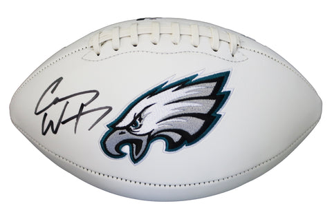 Carson Wentz Philadelphia Eagles Signed Autographed White Panel Logo Football Global COA