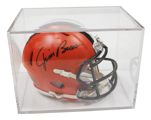 Jim Brown Cleveland Browns Signed Autographed Football Mini Helmet Five Star Grading COA with Display Holder