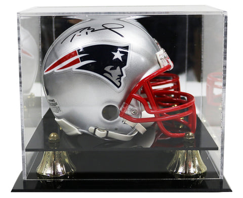 Tom Brady New England Patriots Signed Autographed Football Mini Helmet Mounted Memories COA with Display Holder