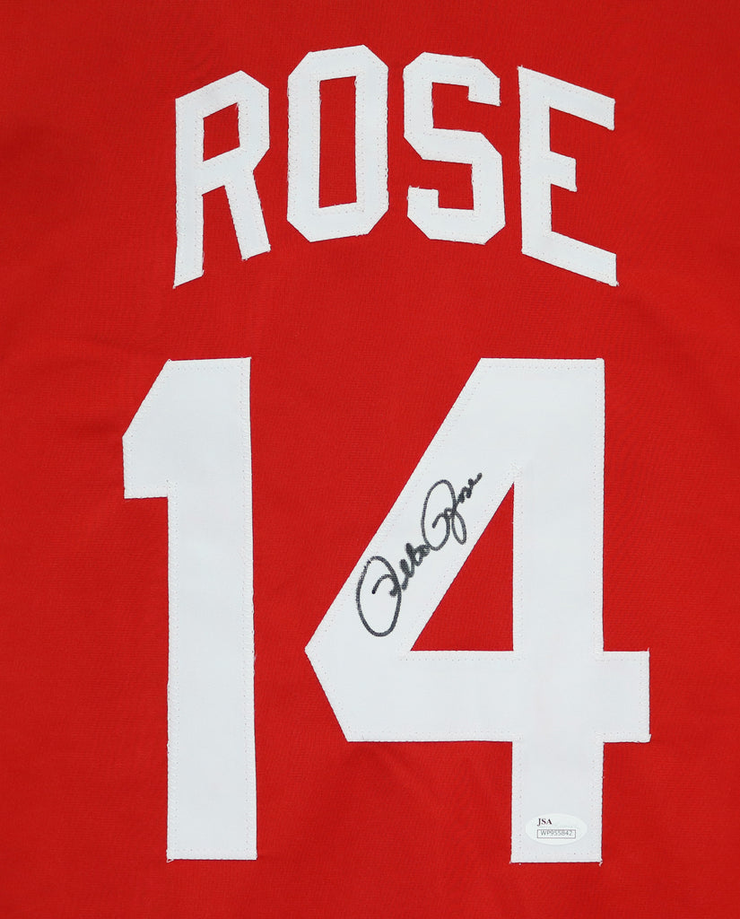 Pete Rose Cincinnati Reds Signed Autographed Red #14 Custom Jersey JSA –
