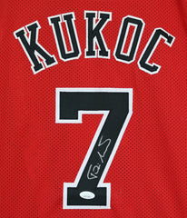 Toni Kukoc Chicago Bulls Signed Autographed Red #7 Custom Jersey JSA Witnessed COA