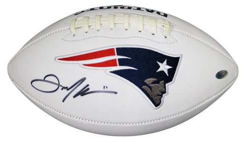 Julian Edelman New England Patriots Signed Autographed White Panel Logo Football Steiner Sticker Hologram Only