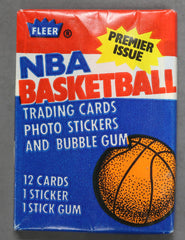 1986-87 Fleer Basketball Wax Pack from Full Hobby Box - Akeem Olajuwon sticker on Back