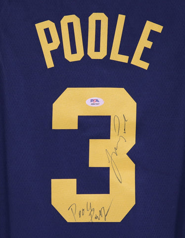 Jordan Poole Golden State Warriors Signed Autographed Blue #3 Jersey PSA COA