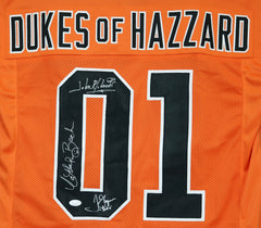 Dukes of Hazzard Signed Autographed Orange Custom Jersey JSA Witnessed COA - Catherine Bach, John Schneider, Tom Wopat