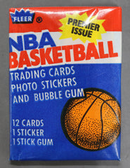 1986-87 Fleer Basketball Wax Pack from Full Hobby Box - Magic Johnson sticker on Back