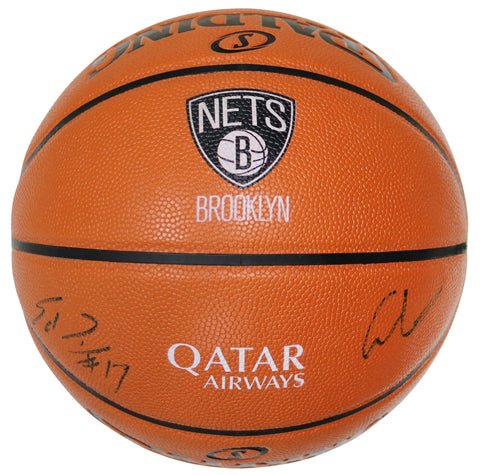 Caris LeVert and Ed Davis Brooklyn Nets Signed Autographed Spalding NBA Game Ball Series Basketball