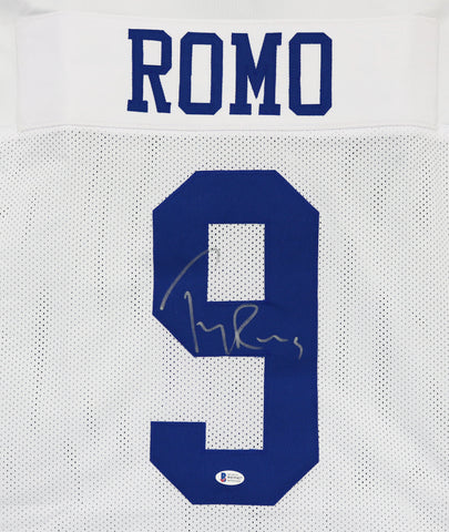 Tony Romo Dallas Cowboys Signed Autographed White #9 Custom Jersey Beckett Witness COA