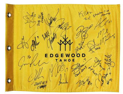 2023 Lake Tahoe Celebrity Signed Autographed Edgewood Golf Pin Flag Elway Clemens