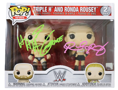Triple H and Ronda Rousey Signed Autographed WWE FUNKO POP Vinyl Figure PRO-Cert COA