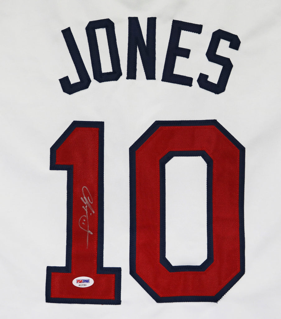 Chipper Jones Atlanta Braves Signed White Custom Jersey PSA COA