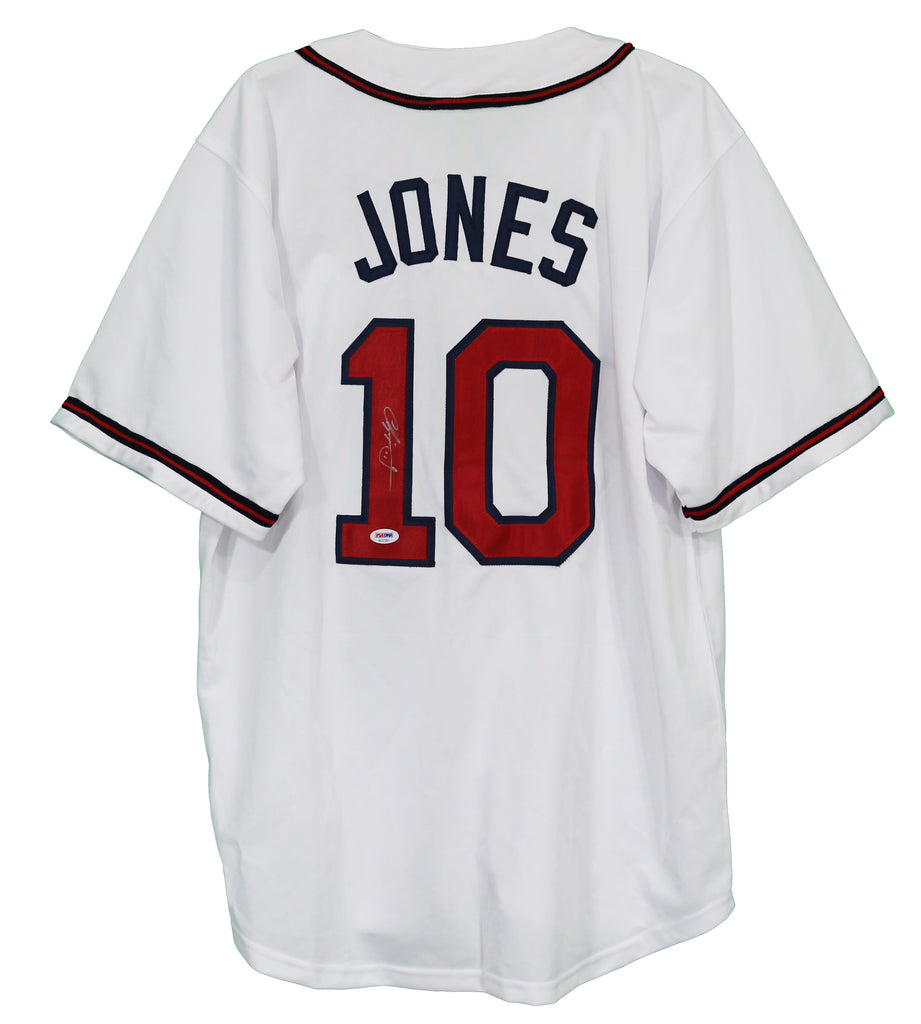 Chipper Jones Autographed & Framed White Braves Jersey PSA COA D1-S