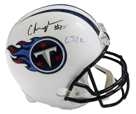 Chris Johnson Tennessee Titans Signed Autographed Full Size Replica Helmet Beckett Witnessed Sticker Hologram Only
