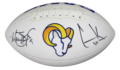Matthew Stafford and Cooper Kupp Los Angeles Rams Signed Autographed White Panel Logo Football Fanatics Certification