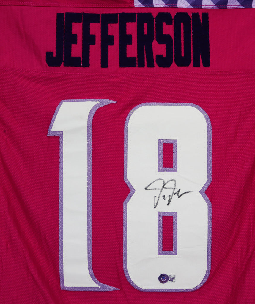 Justin Jefferson Minnesota Vikings Autographed Pink Custom Jersey