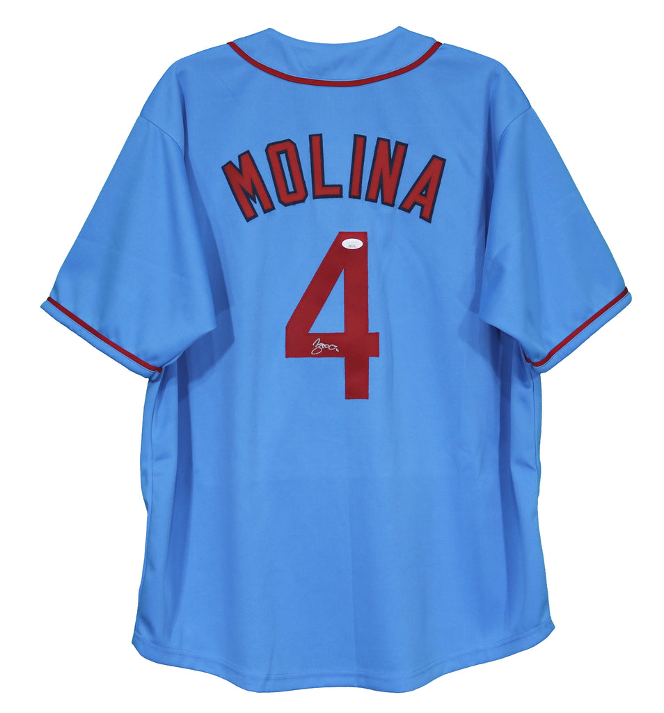 Yadier Molina Signed Blue Custom Jersey