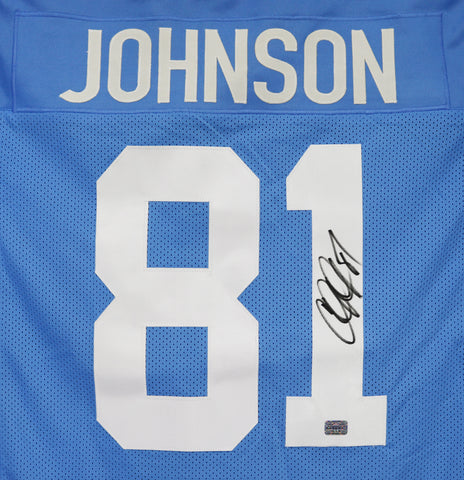 Calvin Johnson Detroit Lions Signed Autographed Blue #81 Custom Jersey Absolute Authentics
