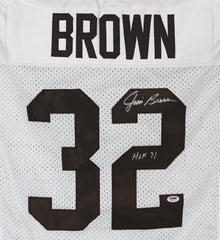 Jim Brown Cleveland Browns Signed Autographed White #32 Custom Jersey PSA/DNA COA