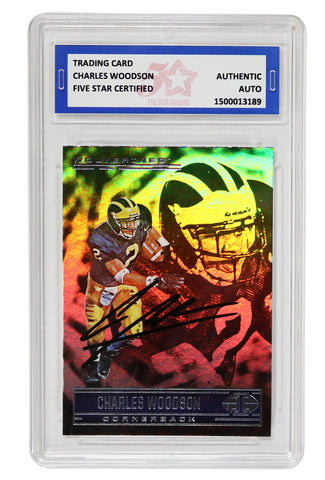 Charles Woodson Michigan Wolverines Signed Autographed 2022 Panini Chronicles #18 Football Card Five Star Grading Certified