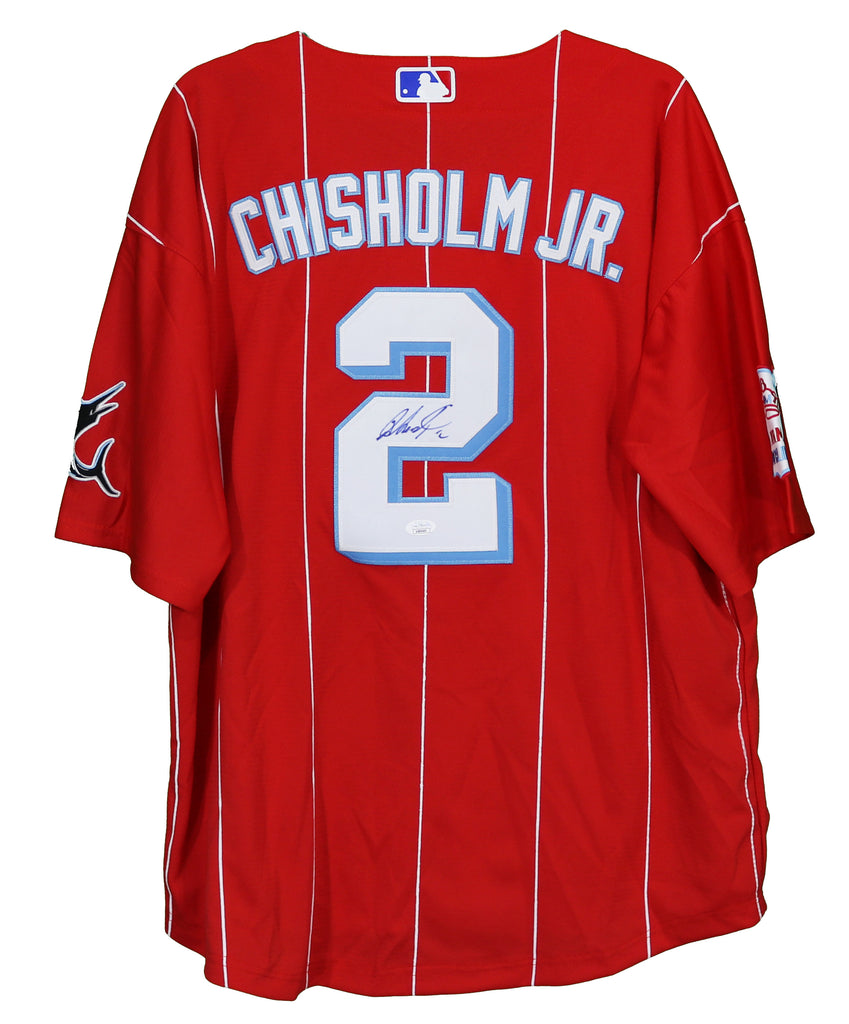 Jazz Chisholm Jr. Miami Marlins Signed Autographed Red #2 Jersey JSA –