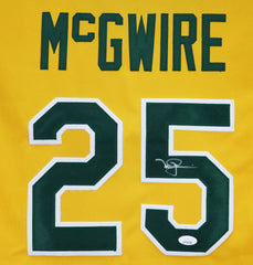 Mark McGwire Oakland Athletics Signed Autographed Yellow #25 Custom Jersey JSA Witnessed COA