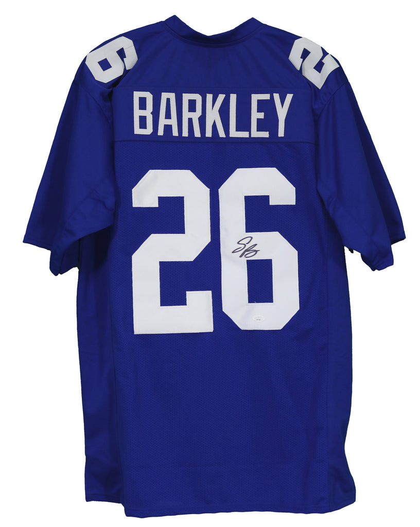 NY Giants Saquon Barkley Signed Framed Custom Blue Football Jersey BAS