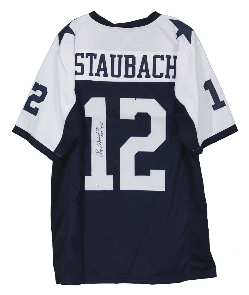 Roger Staubach Dallas Cowboys Autographed Throwback #12 Custom Jersey –