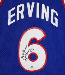 Julius Dr. J Erving Philadelphia 76ers Signed Autographed Blue #6 Jersey PSA COA