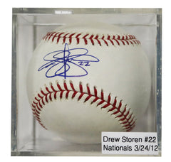 Drew Storen Washington Nationals Signed Autographed Rawlings Official Major League Baseball with Display Holder