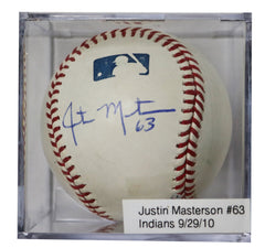 Justin Masterson Cleveland Indians Signed Autographed Rawlings Official Major League Baseball with Display Holder