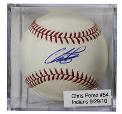 Chris Perez Cleveland Indians Signed Autographed Rawlings Official Major League Baseball with Display Holder