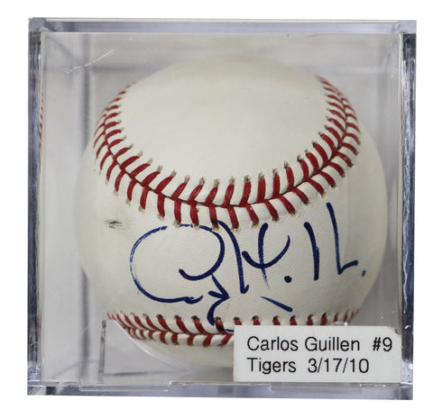 Carlos Guillen Detroit Tigers Signed Autographed Rawlings Official Major League Baseball with Display Holder