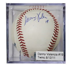 Danny Valencia Minnesota Twins Signed Autographed Rawlings Official Major League Baseball with Display Holder