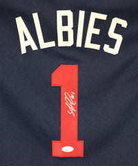 Ozzie Albies Atlanta Braves Signed Autographed Blue #1 Custom Jersey JSA COA