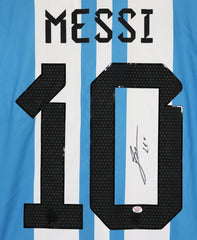 Lionel Leo Messi Signed Autographed Argentina #10 Blue White Striped Jersey PAAS COA