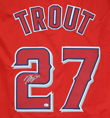 Mike Trout Los Angeles Angels Signed Autographed Red #27 Custom Jersey PAAS COA
