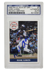Hank Aaron Atlanta Braves Signed Autographed 1992 Front Row All Time Great Baseball Card PSA/DNA Certified