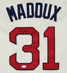 Greg Maddux Chicago Cubs Signed Autographed Cream #31 Field Of Dreams Jersey JSA COA