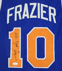 Walt Frazier New York Knicks Signed Autographed Blue #10 Custom Jersey JSA COA