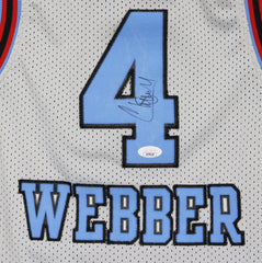 Chris Webber Sacramento Kings Signed Autographed White #4 YOUTH Jersey JSA COA - SPOTS