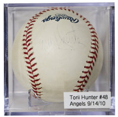 Torii Hunter Minnesota Twins Signed Autographed Rawlings Official Major League Baseball with Display Holder - FADED SIGNATURE