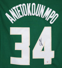Giannis Antetokounmpo Milwaukee Bucks Signed Autographed Green #34 Jersey PAAS COA