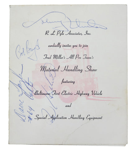 Johnny Unitas, Gino Marchetti and Art Donovan Baltimore Colts Signed Autographed Trade Show Invitation