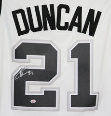 Tim Duncan San Antonio Spurs Signed Autographed White #21 Jersey PAAS COA - SPOTS