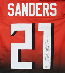 Deion Sanders Atlanta Falcons Signed Autographed Red #21 Custom Jersey Beckett Witness Certification