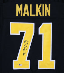 Evgeni Malkin Pittsburgh Penguins Signed Autographed Black #71 Custom Jersey Beckett Witnessed Sticker Hologram Only
